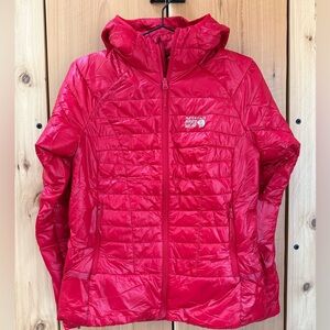 Mountain Hardwear Women's Red Quilted Hooded Insulated Jacket
